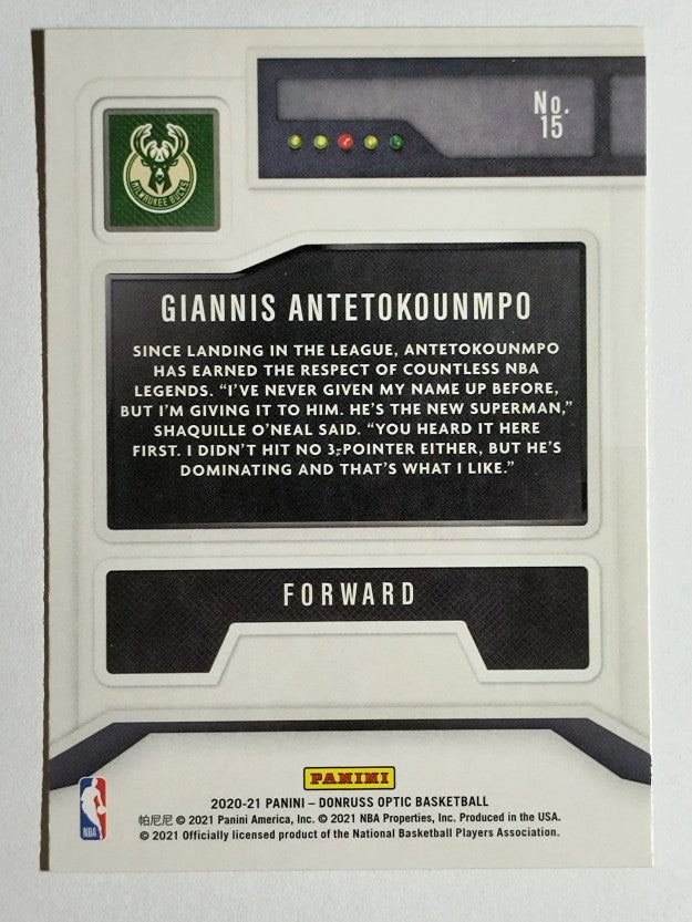 2020-21 Donruss Optic T-Minus 3 2 1 #15 Giannis Antetokounmpo