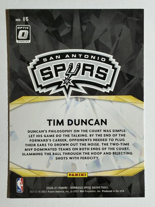 2020-21 Donruss Optic Winner Stays #15 Tim Duncan