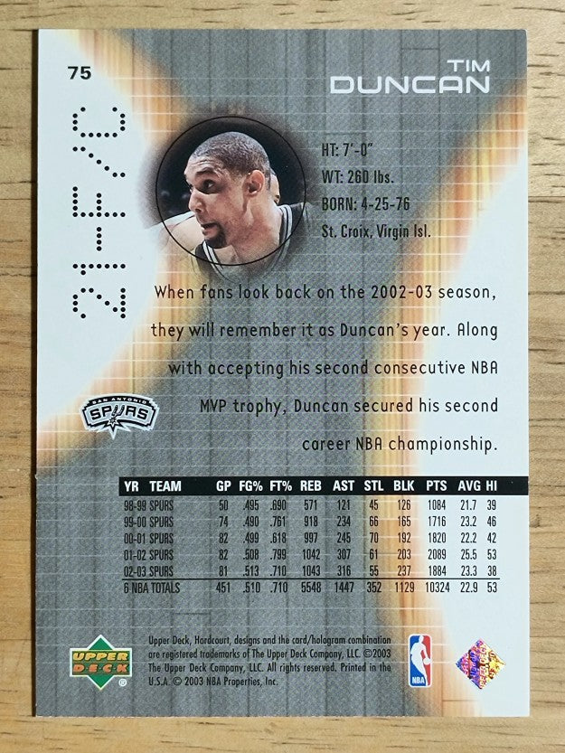 2003-04 Upper Deck Hardcourt #75 Tim Duncan
