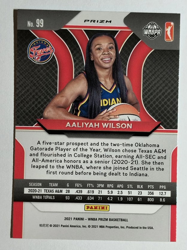 2021 Panini Prizm WNBA Prizms Silver #99 Aaliyah Wilson