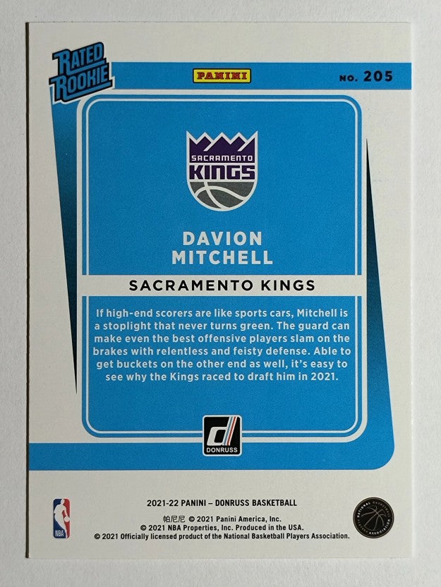 2021-22 Donruss #205 Davion Mitchell RR RC