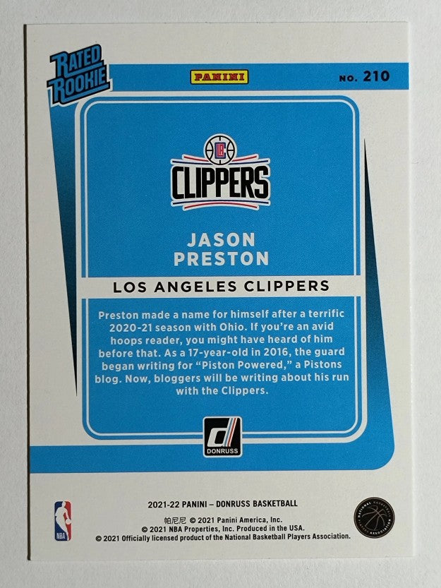2021-22 Donruss #210 Jason Preston RR RC