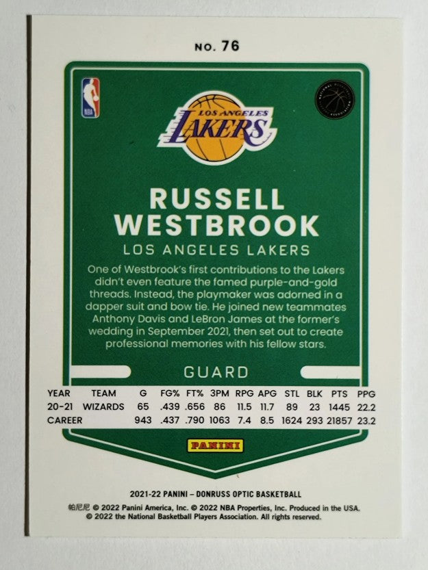 2021-22 Donruss Optic #76 Russell Westbrook