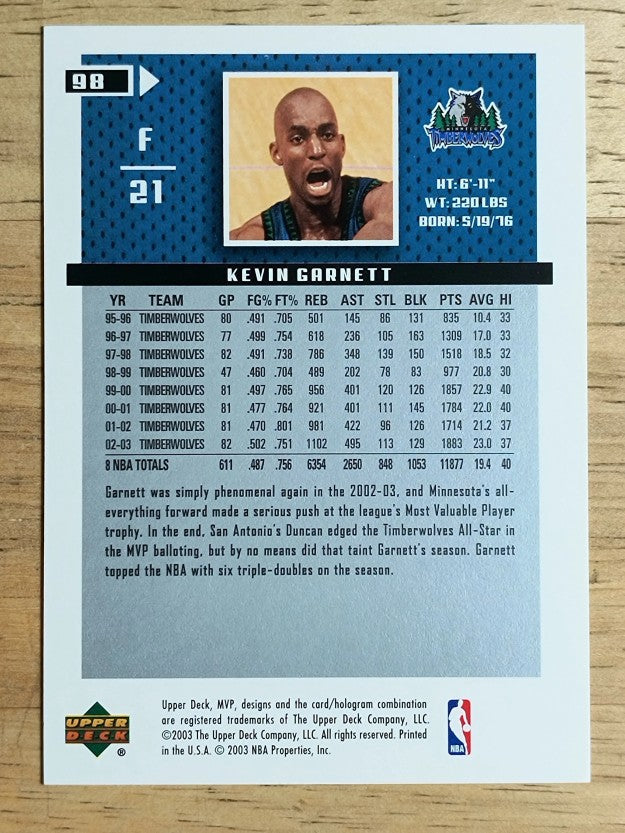 2003-04 Upper Deck MVP #98 Kevin Garnett