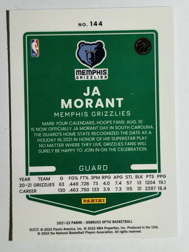2021-22 Donruss Optic #144 Ja Morant