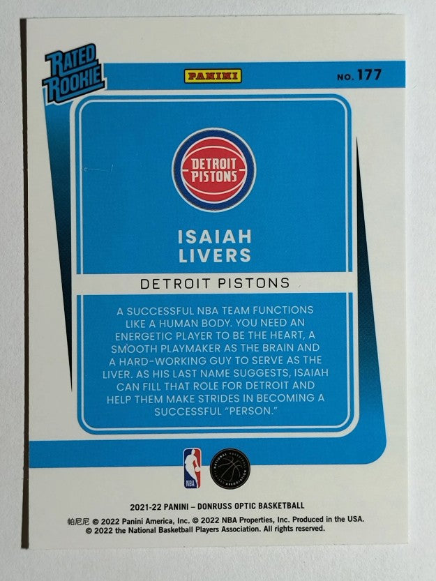 2021-22 Donruss Optic #177 Isaiah Livers RC