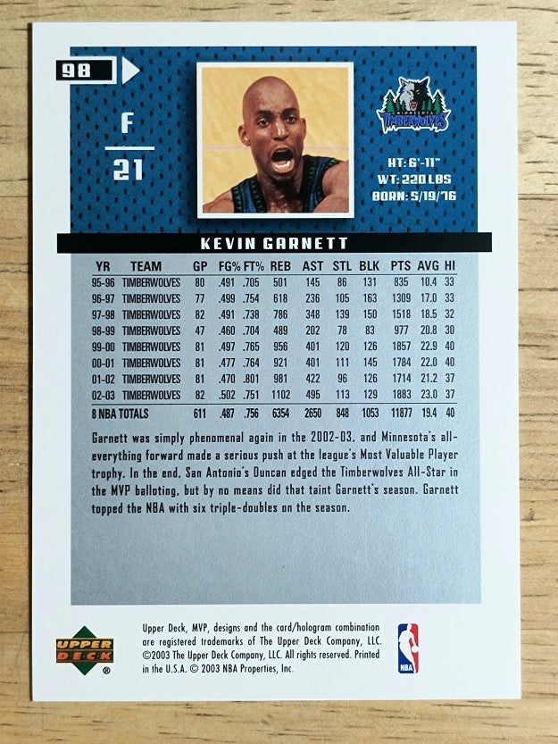 2003-04 Upper Deck MVP #98 Kevin Garnett