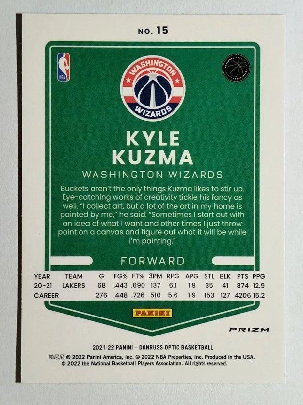 2021-22 Donruss Optic Blue Pulsar #15 Kyle Kuzma