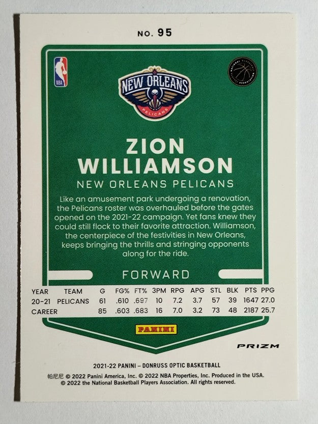 2021-22 Donruss Optic Holo #95 Zion Williamson