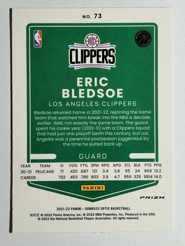 2021-22 Donruss Optic Red Pulsar #73 Eric Bledsoe