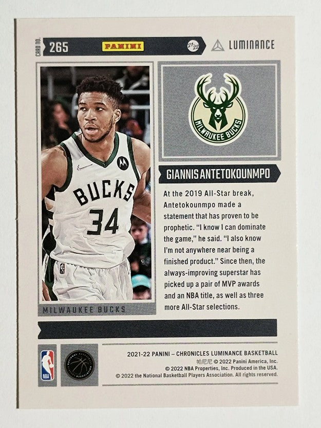 2021-22 Panini Chronicles #265 Giannis Antetokounmpo/Luminance