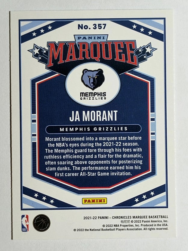 2021-22 Panini Chronicles #357 Ja Morant/Marquee