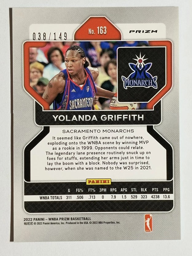 2022 Panini Prizm WNBA Prizms Blue #163 Yolanda Griffith W25