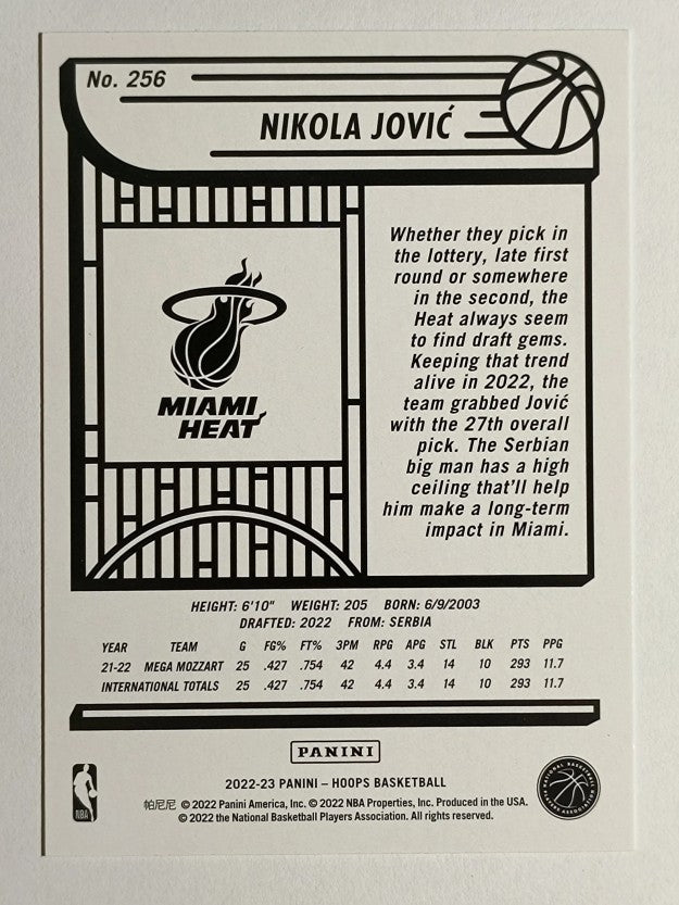 2022-23 Hoops #256 Nikola Jovic RC