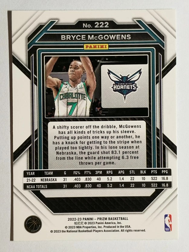 2022-23 Panini Prizm #222 Bryce McGowens RC