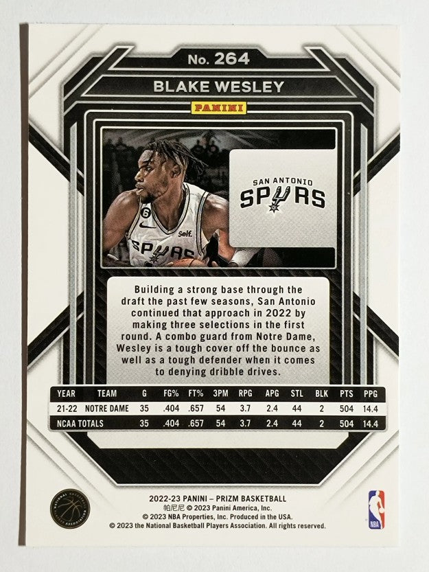 2022-23 Panini Prizm #264 Blake Wesley RC