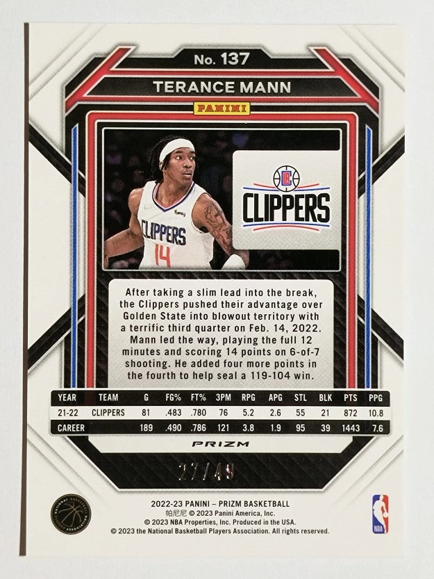 2022-23 Panini Prizm Prizms Orange #137 Terance Mann