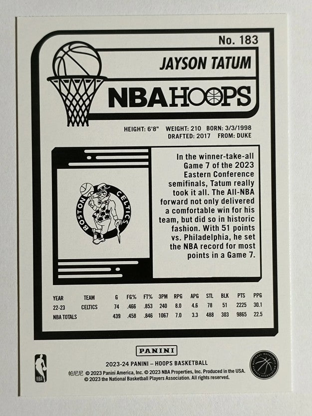 2023-24 Hoops #183 Jayson Tatum
