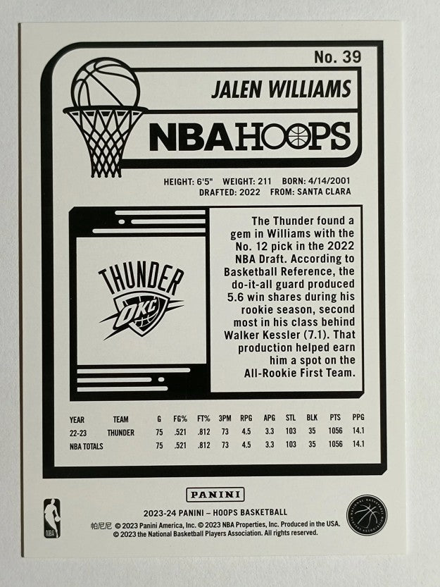 2023-24 Hoops Hyper Red #39 Jalen Williams