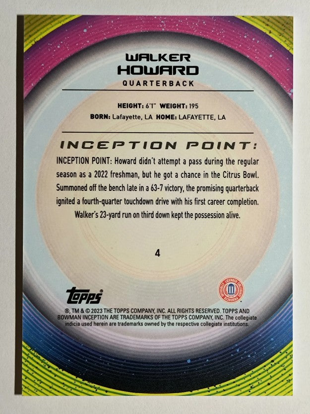 2022-23 Bowman Inception University #4 Walker Howard