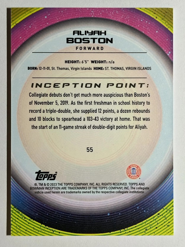 2022-23 Bowman Inception University #55 Aliyah Boston