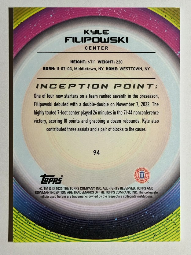 2022-23 Bowman Inception University #94 Kyle Filipowski