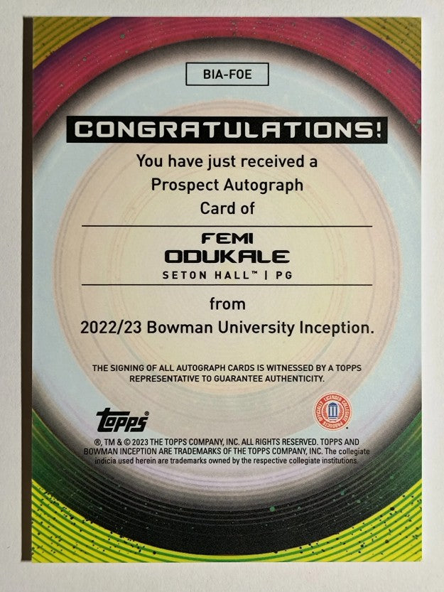 2022-23 Bowman Inception University Autographs #BIAFOE Femi Odukale