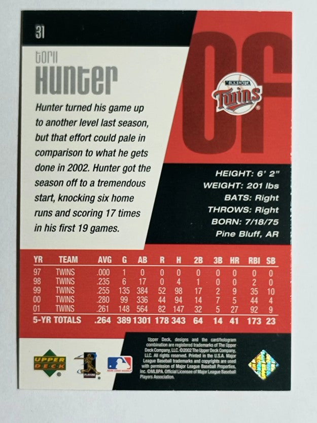 2002 Upper Deck Diamond Connection #31 Torii Hunter