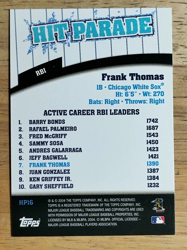 2004 Topps Hit Parade #HP16 Frank Thomas RBI