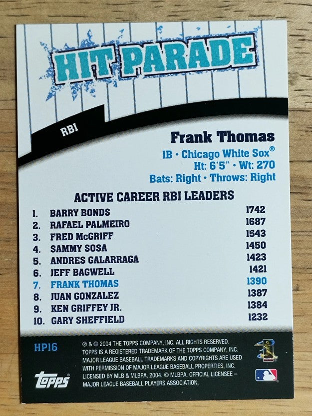 2004 Topps Hit Parade #HP16 Frank Thomas RBI