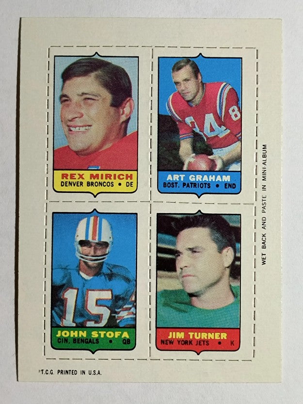 1969 Topps Four-in-One Rex Mirich/Art Graham/Jim Turner/John Stofa (NM)