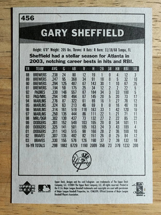 2004 Upper Deck Vintage #456 Gary Sheffield