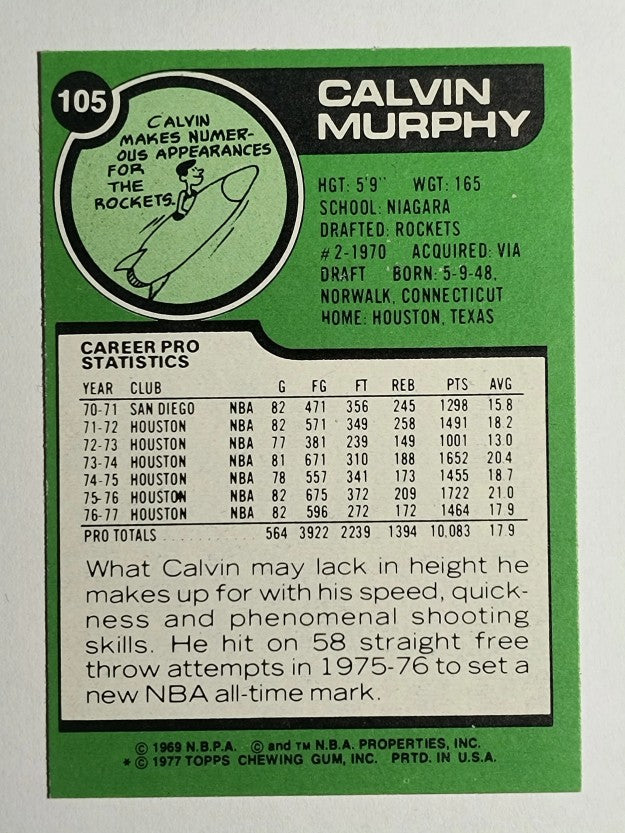 1977-78 Topps #105 Calvin Murphy (EXMT)