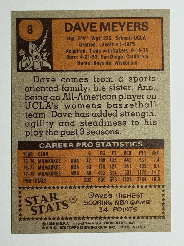 1978-79 Topps #8 Dave Meyers (NMMT)