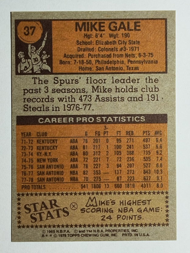 1978-79 Topps #37 Mike Gale (MINT)