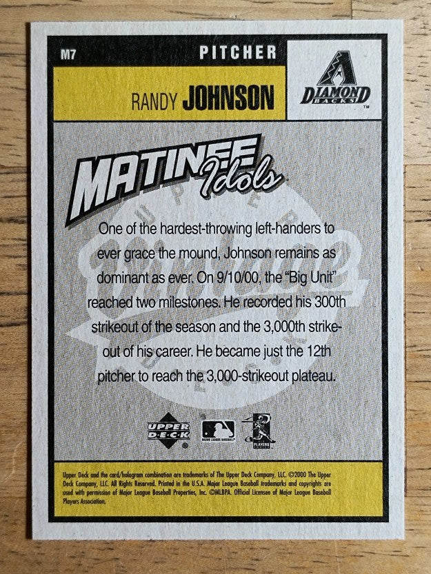 2001 Upper Deck Vintage Matinee Idols #M7 Randy Johnson