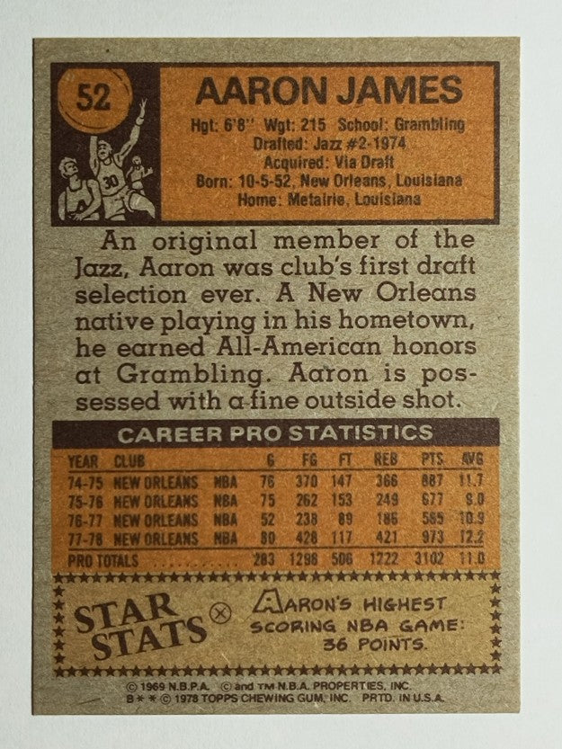 1978-79 Topps #52 Aaron James (NM)