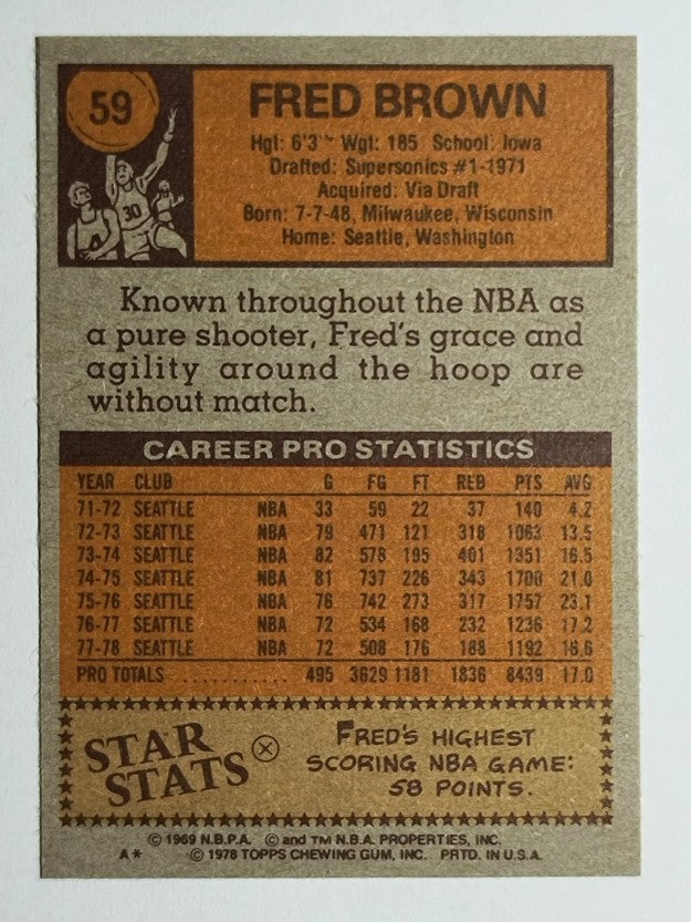 1978-79 Topps #59 Fred Brown (NMMT)