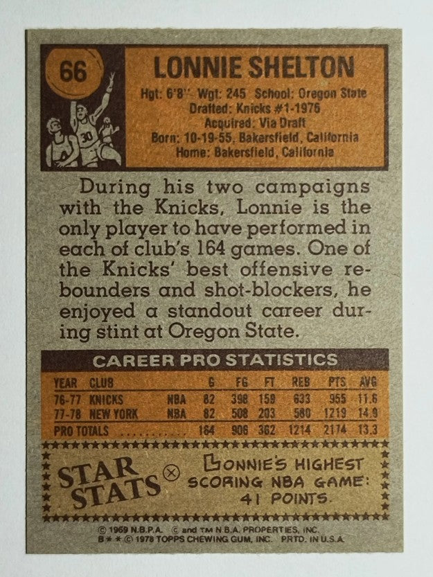 1978-79 Topps #66 Lonnie Shelton (NM)