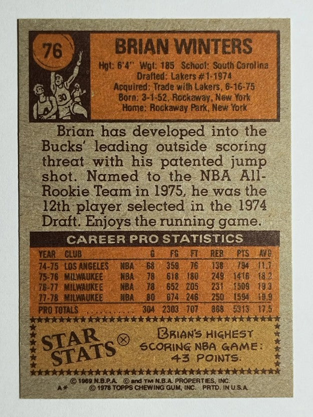 1978-79 Topps #76 Brian Winters (NM)