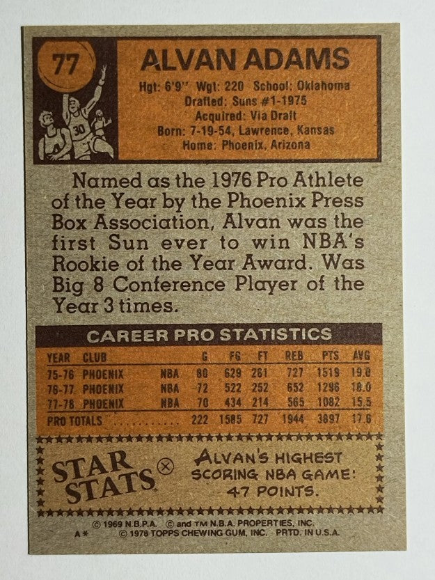 1978-79 Topps #77 Alvan Adams (NM)