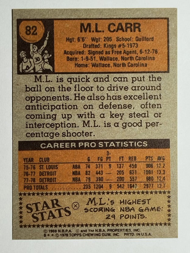 1978-79 Topps #82 M.L. Carr (NM)