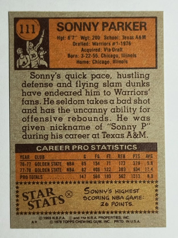1978-79 Topps #111 Sonny Parker RC (MINT)