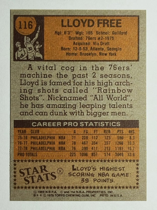 1978-79 Topps #116 Lloyd Free (NMMT)