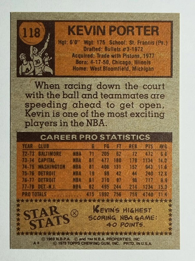 1978-79 Topps #118 Kevin Porter (NM)