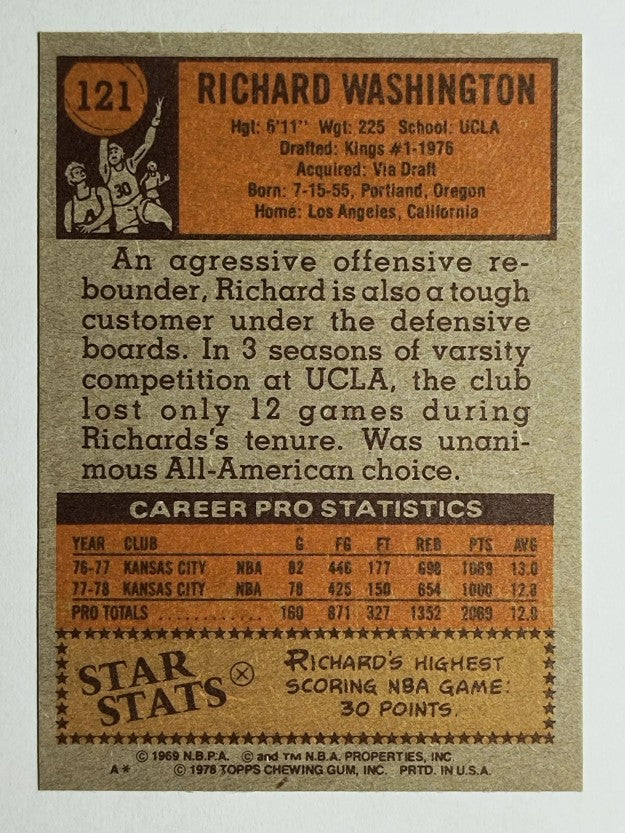 1978-79 Topps #121 Richard Washington (NMMT)