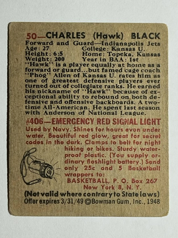 1948 Bowman #50 Charles Hawk Black (VG)