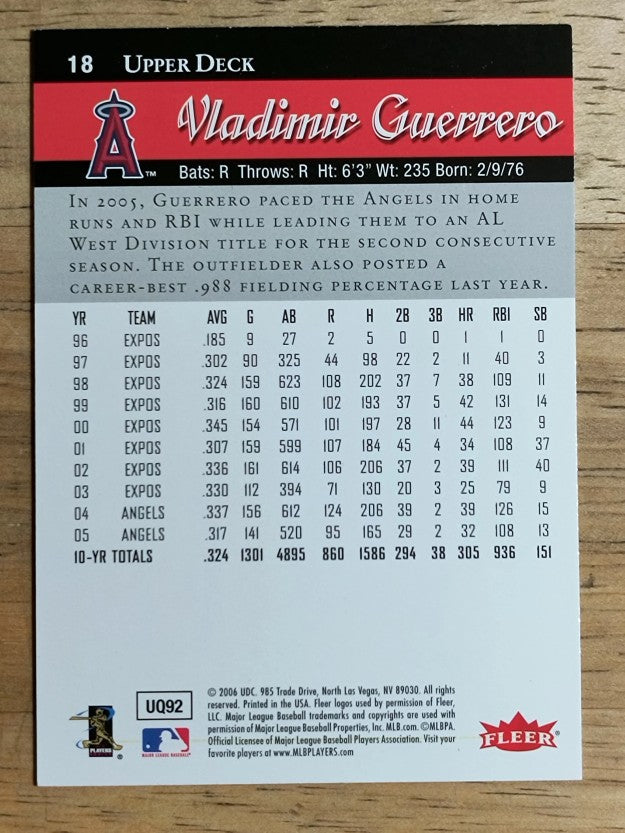 2006 Flair Showcase #18 Vladimir Guerrero UD