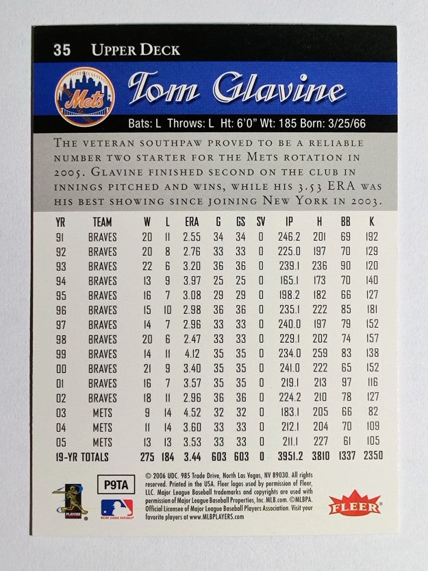 2006 Flair Showcase #35 Tom Glavine UD