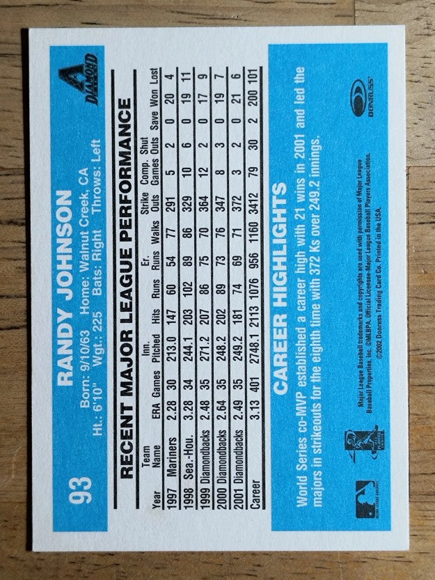 2002 Donruss Originals #93 Randy Johnson 82